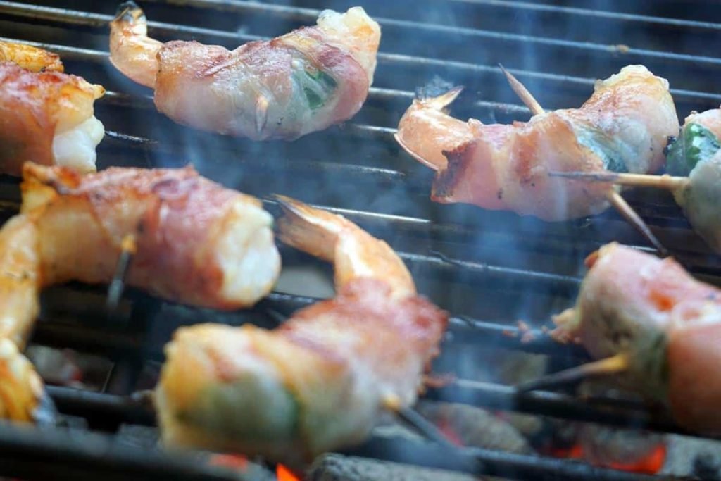 gamberi alla griglia avvolti nella pancetta