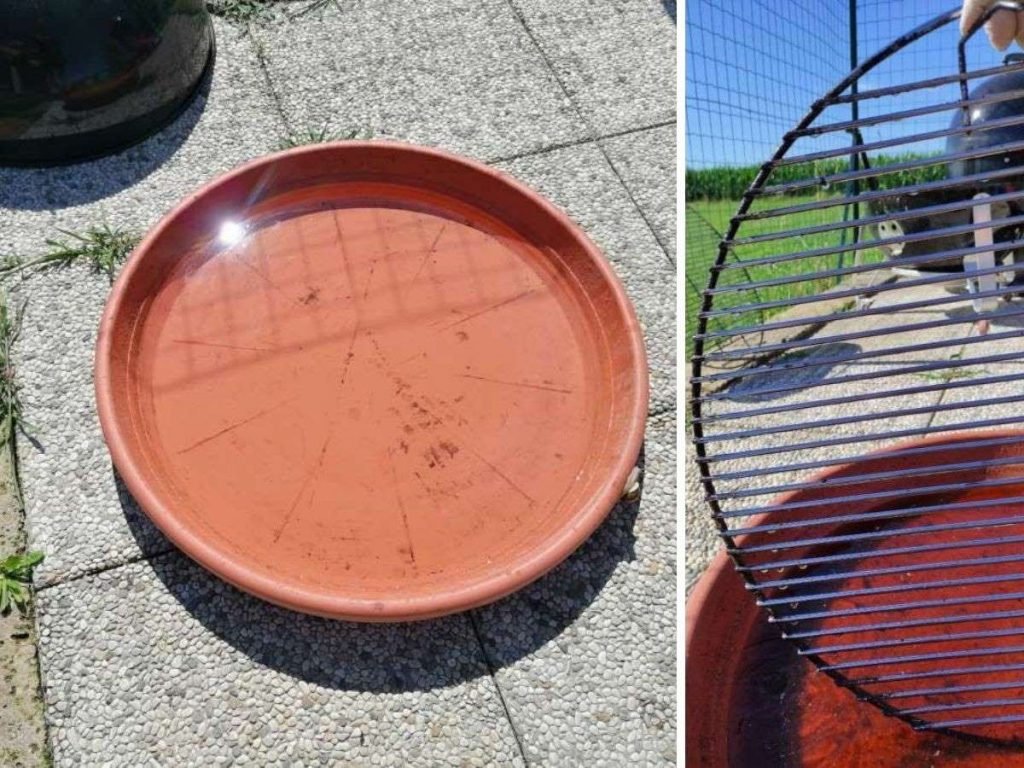 Ammollo della griglia in un sottovaso per la pulizia approfondita