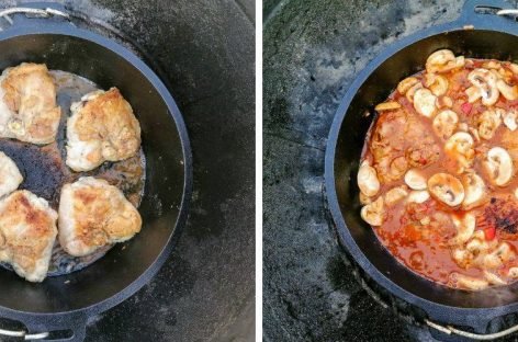 Pollo alla cacciatora nel dutch oven (forno olandese)
