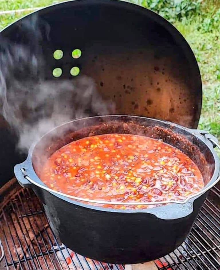 Cuisiland Forno olandese in ghisa da 20 qt con coperchio a labbro e manico a cauzione, pentola extra large pre-stagionata per cucinare all'aperto, cuocere, arrostire e stufare, pentole resistenti per